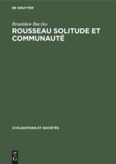 book Rousseau Solitude et communauté