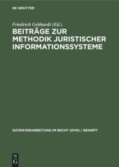 book Beiträge zur Methodik juristischer Informationssysteme