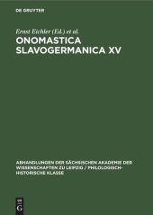 book Onomastica Slavogermanica XV