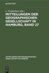 book Mitteilungen der Geographischen Gesellschaft in Hamburg, Band 27