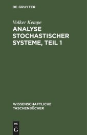 book Analyse stochastischer Systeme, Teil 1