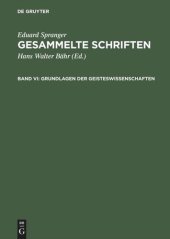 book Gesammelte Schriften: Band VI Grundlagen der Geisteswissenschaften