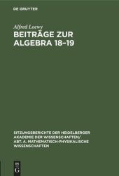 book Beiträge zur Algebra 18–19