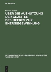 book Über die Ausnützung der Gezeiten des Meeres zur Energiegewinnung