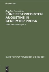 book Fünf Festpredigten Augustins in gereimter Prosa