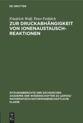 book Zur Druckabhängigkeit von Ionenaustauschreaktionen