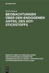 book Beobachtungen über den endogenen Anteil des Kot-Stickstoffs