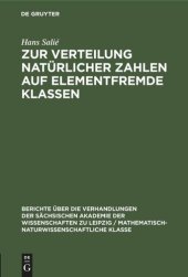 book Zur Verteilung natürlicher Zahlen auf elementfremde Klassen