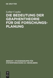 book Die Bedeutung der Graphentheorie für die Forschungsplanung