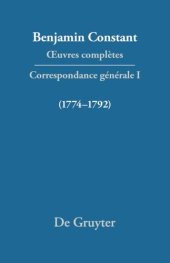 book Œuvres complètes: I Correspondance 1774–1792