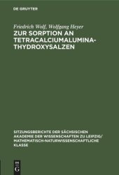 book Zur Sorption an Tetracalciumaluminathydroxysalzen