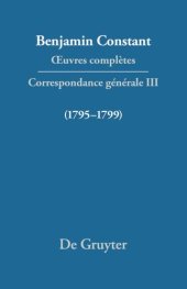 book Œuvres complètes: III Correspondance 1795–1799