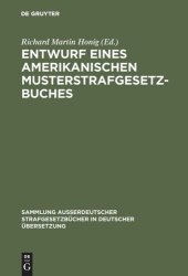 book Entwurf eines amerikanischen Musterstrafgesetzbuches: Vom 4. Mai 1962