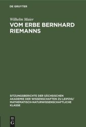 book Vom Erbe Bernhard Riemanns