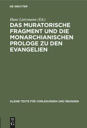 book Das muratorische Fragment und die monarchianischen Prologe zu den Evangelien