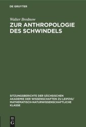 book Zur Anthropologie des Schwindels