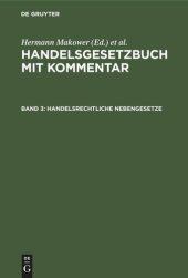 book Handelsgesetzbuch mit Kommentar: Band 3 Handelsrechtliche Nebengesetze