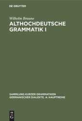 book Althochdeutsche Grammatik I: Laut- und Formenlehre