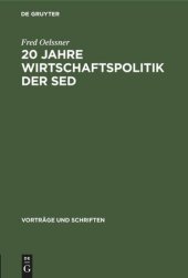 book 20 Jahre Wirtschaftspolitik der Sed