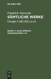 book Sämtliche Werke: Band 4 Also sprach Zarathustra I–IV