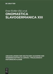 book Onomastica Slavogermanica XIII