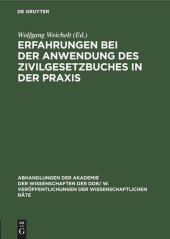 book Erfahrungen bei der Anwendung des Zivilgesetzbuches in der Praxis