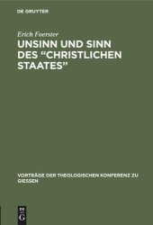 book Unsinn und Sinn des “Christlichen Staates”