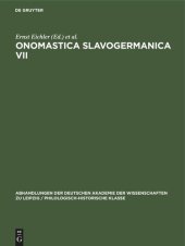 book Onomastica Slavogermanica VII