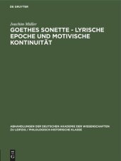 book Goethes Sonette - Lyrische Epoche und motivische Kontinuität