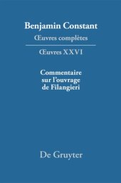 book Œuvres complètes: XXVI Ecrits politiques – Commentaire sur l’ouvrage de Filangieri