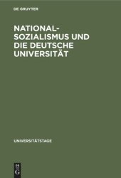 book Nationalsozialismus und die deutsche Universität