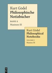 book Philosophische Notizbücher / Philosophical Notebooks: Band 3 Maximen III / Maxims III