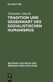 book Tradition und Gegenwart des sozialistischen Humanismus