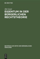 book Eigentum in der Bürgerlichen Rechtstheorie