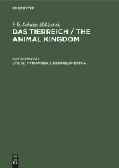 book Das Tierreich / The Animal Kingdom: Lfg. 52 Myriapoda,  1: Geophilomorpha