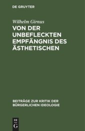 book Von der unbefleckten Empfängnis des Ästhetischen