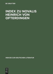 book Index zu Novalis Heinrich von Ofterdingen