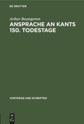 book Ansprache an Kants 150. Todestage