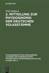 book 2. Mitteilung zur Physiognomik der deutschen Volksstämme