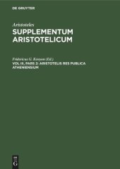 book Supplementum Aristotelicum. Vol III, Pars 2 Aristotelis Res publica Atheniensium: ARISSA-B, Vol III, 2