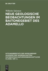 book Neue geologische Beobachtungen im Baitonegebiet des Adamello