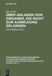 book Über Anlagen von Organen, die nicht zur Ausbildung gelangen