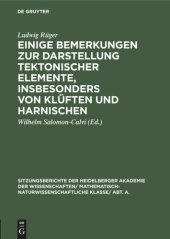 book Einige Bemerkungen zur Darstellung tektonischer Elemente, insbesonders von Klüften und Harnischen