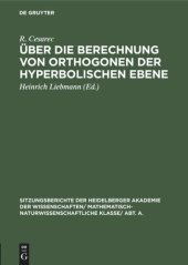 book Über die Berechnung von Orthogonen der hyperbolischen Ebene