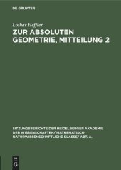 book Zur absoluten Geometrie, Mitteilung 2