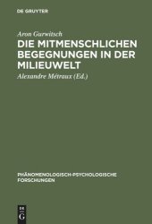 book Die mitmenschlichen Begegnungen in der Milieuwelt