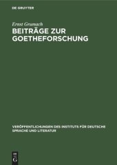 book Beiträge zur Goetheforschung