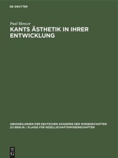 book Kants Ästhetik in ihrer Entwicklung