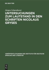 book Untersuchungen zum Lautstand in den Schriften Nicolaus Gryses: Ein Beitrag zur mecklenburgische Sprachgeschichte