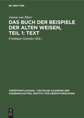 book Das Buch der Beispiele der alten Weisen, Teil 1: Text